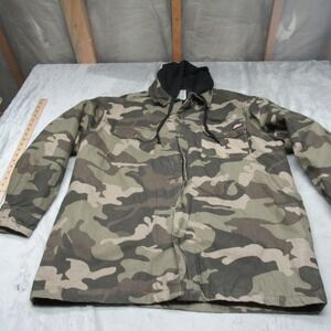Dickies Jacket Men XXL Camo Canvas Hood Insulated Quilt Lined Work Hunting